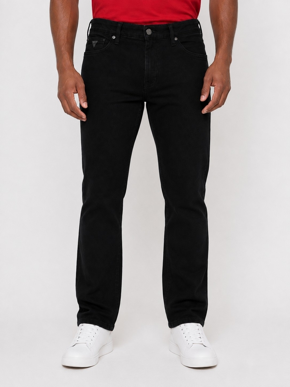 Guess Men's Black Straight Leg Mid Rise Jeans